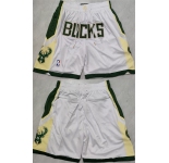 Men's Milwaukee Bucks White Shorts (Run Small)