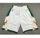 Men's Milwaukee Bucks White Stitched NBA Nike Swingman Shorts