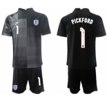 Men's England #1 Pickford Black Goalkeeper Soccer Jersey Suit
