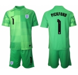 Men's England #1 Pickford Green Goalkeeper Soccer Jersey Suit