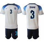 Men's England #3 Shaw White Home Soccer Jersey Suit