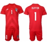 Mens Italy #1 Buffon Red Goalkeeper Soccer Jersey Suit