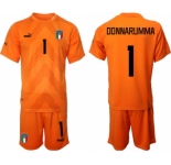 Men's Italy #1 Donnarumma Orange Goalkeeper Soccer Jersey Suit