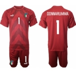 Men's Italy #1 Donnarumma Red Goalkeeper Soccer Jersey Suit