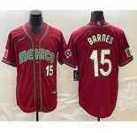 Men's Mexico Baseball #15 Austin Barnes Number 2023 Red White World Classic Stitched Jersey