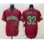 Men's Mexico Baseball #32 Joey Meneses Number 2023 Red World Classic Stitched Jersey