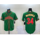 Men's Mexico Baseball #34 Fernando Valenzuela 2023 Green Gold World Classic Stitched Jersey