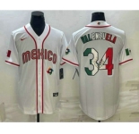 Men's Mexico Baseball #34 Fernando Valenzuela 2023 White World Classic Stitched Jerseys