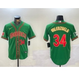 Men's Mexico Baseball #34 Fernando Valenzuela Number 2023 Green Gold World Classic Stitched Jersey