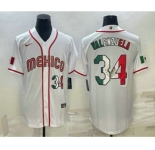 Men's Mexico Baseball #34 Fernando Valenzuela Number 2023 White World Classic Stitched Jersey