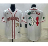 Men's Mexico Baseball #34 Fernando Valenzuela Number 2023 White World Classic Stitched Jerseys