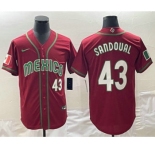 Mens Mexico Baseball #43 Patrick Sandoval Number 2023 Red World Classic Stitched Jersey