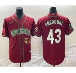 Men's Mexico Baseball #43 Patrick Sandoval Number 2023 Red World Classic Stitched Jerseys