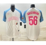 Men's Mexico Baseball #56 Randy Arozarena 2023 White Blue World Classic Stitched Jersey1
