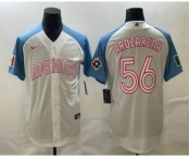 Men's Mexico Baseball #56 Randy Arozarena 2023 White Blue World Classic Stitched Jerseys