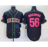 Men's Mexico Baseball #56 Randy Arozarena Number 2023 Black Pink World Classic Stitched Jersey2