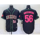 Men's Mexico Baseball #56 Randy Arozarena Number 2023 Black Pink World Classic Stitched Jersey3