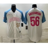 Men's Mexico Baseball #56 Randy Arozarena Number 2023 White Blue World Classic Stitched Jersey10