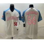 Men's Mexico Baseball #56 Randy Arozarena Number 2023 White Blue World Classic Stitched Jersey1