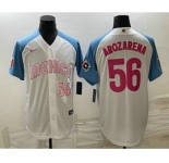 Men's Mexico Baseball #56 Randy Arozarena Number 2023 White Blue World Classic Stitched Jersey7