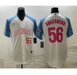 Men's Mexico Baseball #56 Randy Arozarena Number 2023 White Blue World Classic Stitched Jersey8