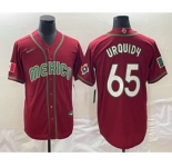 Men's Mexico Baseball #65 Giovanny Gallegos 2023 Red World Classic Stitched Jerseys
