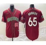 Men's Mexico Baseball #65 Giovanny Gallegos Number 2023 Red World Classic Stitched Jersey1