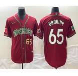 Men's Mexico Baseball #65 Giovanny Gallegos Number 2023 Red World Classic Stitched Jersey