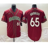 Men's Mexico Baseball #65 Giovanny Gallegos Number 2023 Red World Classic Stitched Jerseys