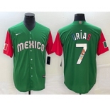 Men's Mexico Baseball #7 Julio Urías 2023 Green World Baseball Classic Stitched Jersey