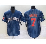 Men's Mexico Baseball #7 Julio Urías 2023 Navy World Baseball Classic Stitched Jersey3