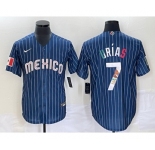 Men's Mexico Baseball #7 Julio Urías 2023 Navy World Baseball Classic Stitched Jersey4