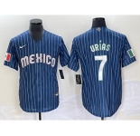 Men's Mexico Baseball #7 Julio Urías 2023 Navy World Baseball Classic Stitched Jersey5