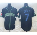 Men's Mexico Baseball #7 Julio Urias 2023 Black Blue World Classic Stitched Jersey