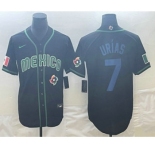 Men's Mexico Baseball #7 Julio Urias 2023 Black Blue World Classic Stitched Jerseys