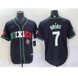 Men's Mexico Baseball #7 Julio Urias 2023 Black White World Classic Stitched Jersey 1