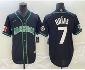 Men's Mexico Baseball #7 Julio Urias 2023 Black White World Classic Stitched Jersey