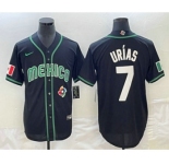 Men's Mexico Baseball #7 Julio Urias 2023 Black White World Classic Stitched Jerseys