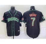Men's Mexico Baseball #7 Julio Urias 2023 Black World Classic Stitched Jersey