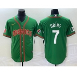 Men's Mexico Baseball #7 Julio Urias 2023 Green World Classic Stitched Jersey1