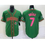 Men's Mexico Baseball #7 Julio Urias 2023 Green World Classic Stitched Jersey2