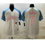 Men's Mexico Baseball #7 Julio Urias 2023 White Blue World Classic Stitched Jersey6