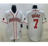 Men's Mexico Baseball #7 Julio Urias 2023 White World Baseball Classic Stitched Jersey