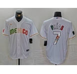Men's Mexico Baseball #7 Julio Urias 2023 White World Classic Stitched Jerseys