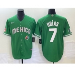 Men's Mexico Baseball #7 Julio Urias Green 2023 World Baseball Classic Stitched Jersey