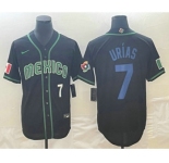 Men's Mexico Baseball #7 Julio Urias Number 2023 Black Blue World Classic Stitched Jersey2