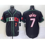 Men's Mexico Baseball #7 Julio Urias Number 2023 Black White World Classic Stitched Jersey1