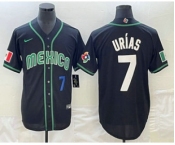Men's Mexico Baseball #7 Julio Urias Number 2023 Black White World Classic Stitched Jersey1