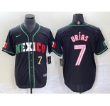 Men's Mexico Baseball #7 Julio Urias Number 2023 Black White World Classic Stitched Jersey2