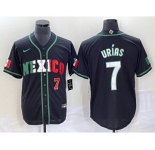 Men's Mexico Baseball #7 Julio Urias Number 2023 Black White World Classic Stitched Jersey4